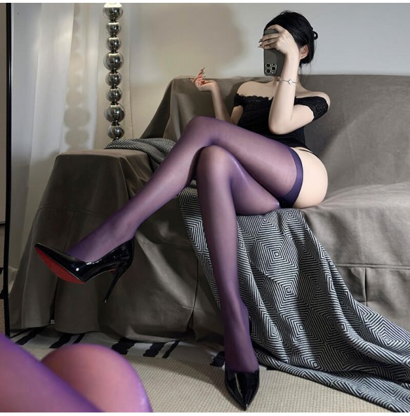 FEE ET MOI - X-Cross Hollow-Out Crotchless Stocking (Purple) FEE ET MOI - X-Cross Hollow-Out Crotchless Stocking (Purple)